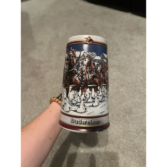 1989 Budweiser Clydesdales Holiday Special Edition Beer Stein Mug - Picture 2 of 6